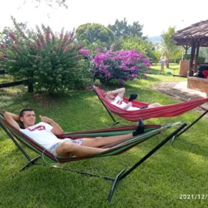 Hamaca Portátil Soporte Negro Desarmable + Más Estuche