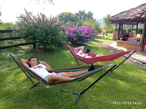 Hamaca Portátil Soporte Negro Desarmable + Más Estuche - Imagen 2